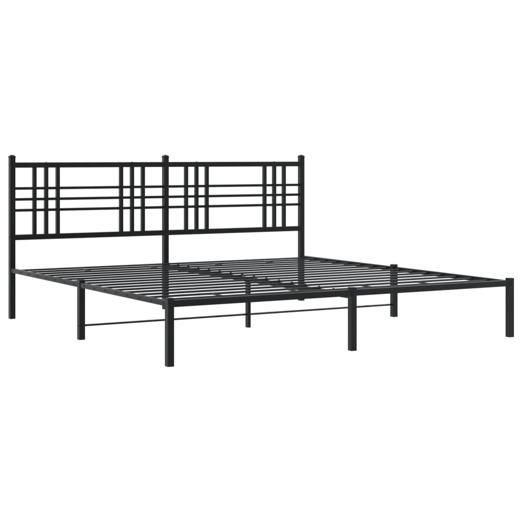 Bedframe met hoofdbord metaal zwart 183x213 cm is nu te koop bij PeponiXL, paradijselijk wonen!