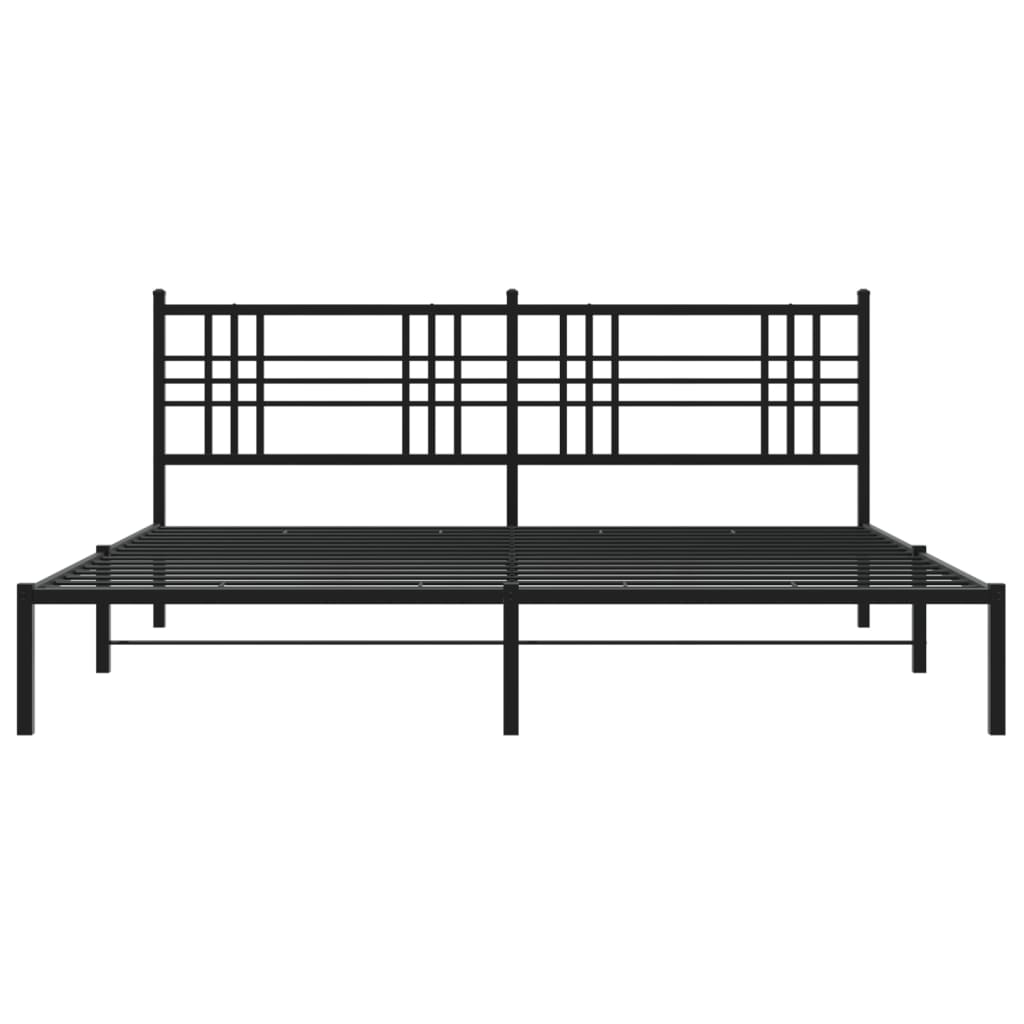 Bedframe met hoofdbord metaal zwart 183x213 cm is nu te koop bij PeponiXL, paradijselijk wonen!