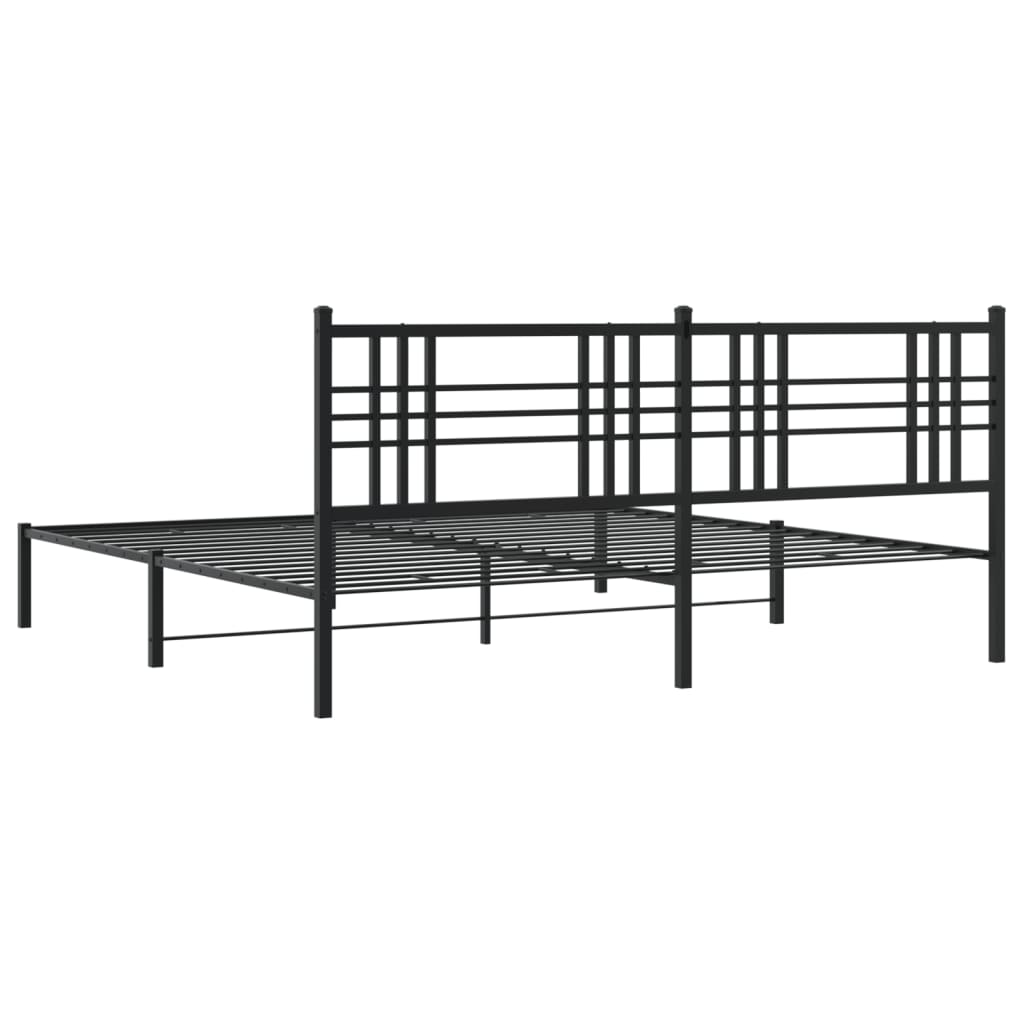 Bedframe met hoofdbord metaal zwart 183x213 cm is nu te koop bij PeponiXL, paradijselijk wonen!