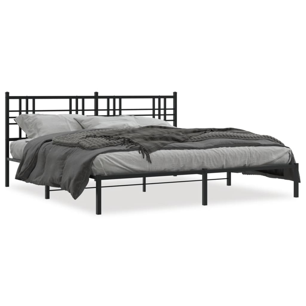 Bedframe met hoofdbord metaal zwart 183x213 cm is nu te koop bij PeponiXL, paradijselijk wonen!