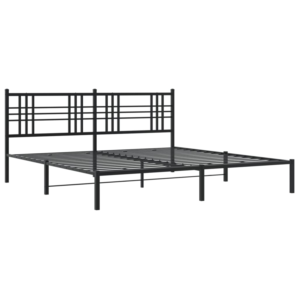 Bedframe met hoofdbord metaal zwart 193x203 cm is nu te koop bij PeponiXL, paradijselijk wonen!