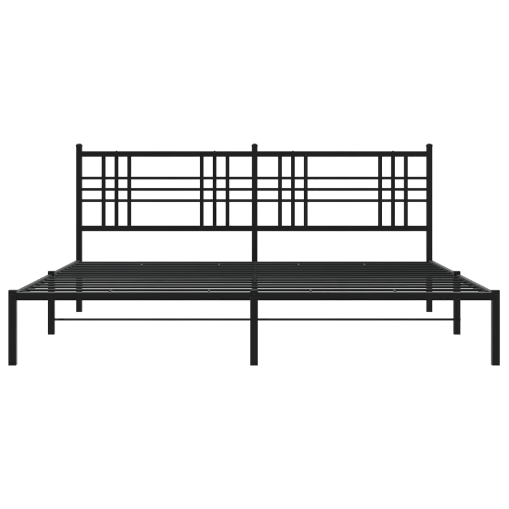 Bedframe met hoofdbord metaal zwart 193x203 cm is nu te koop bij PeponiXL, paradijselijk wonen!
