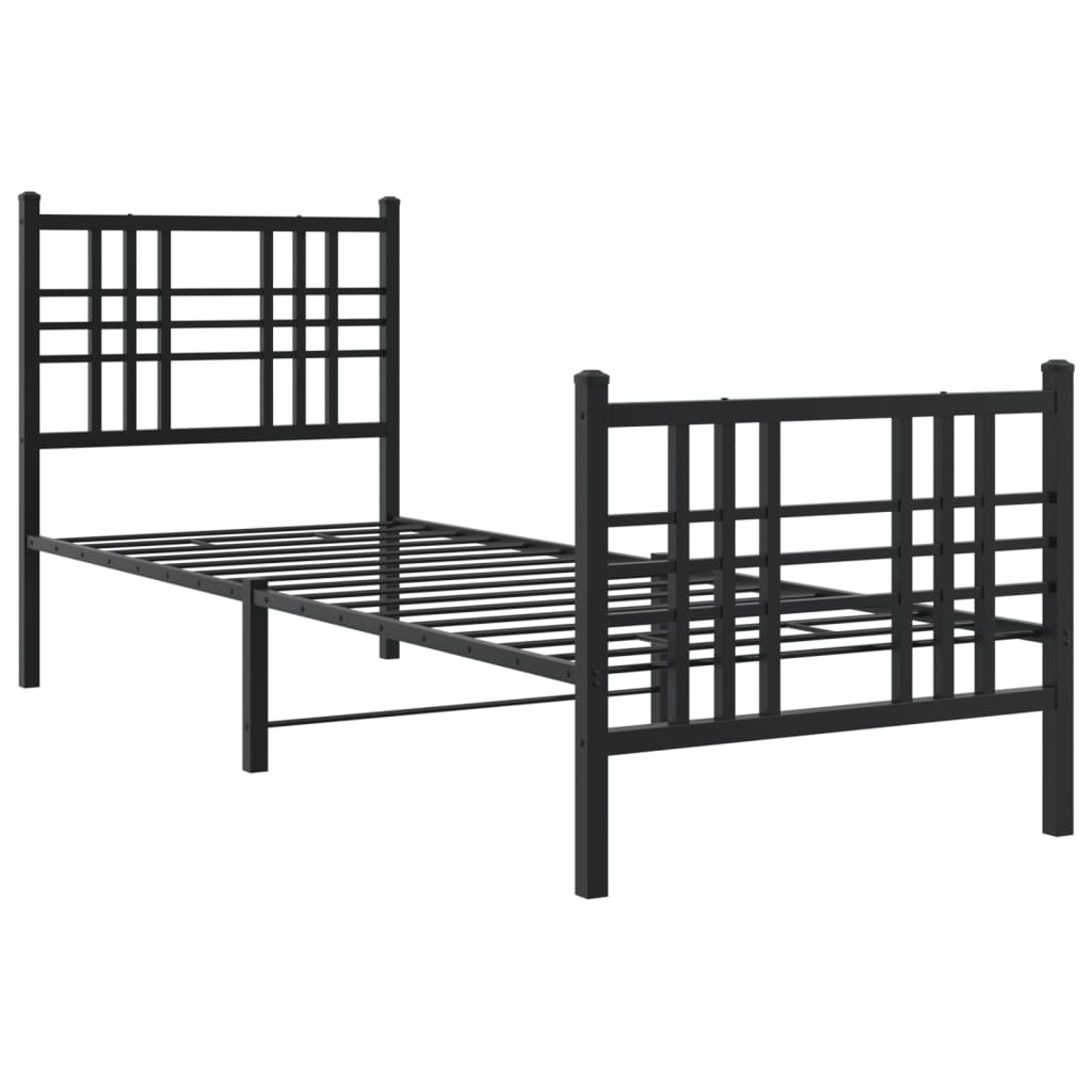 Bedframe met hoofd- en voeteneinde metaal zwart 75x190 cm is nu te koop bij PeponiXL, paradijselijk wonen!
