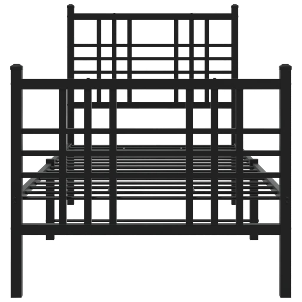 Bedframe met hoofd- en voeteneinde metaal zwart 75x190 cm is nu te koop bij PeponiXL, paradijselijk wonen!