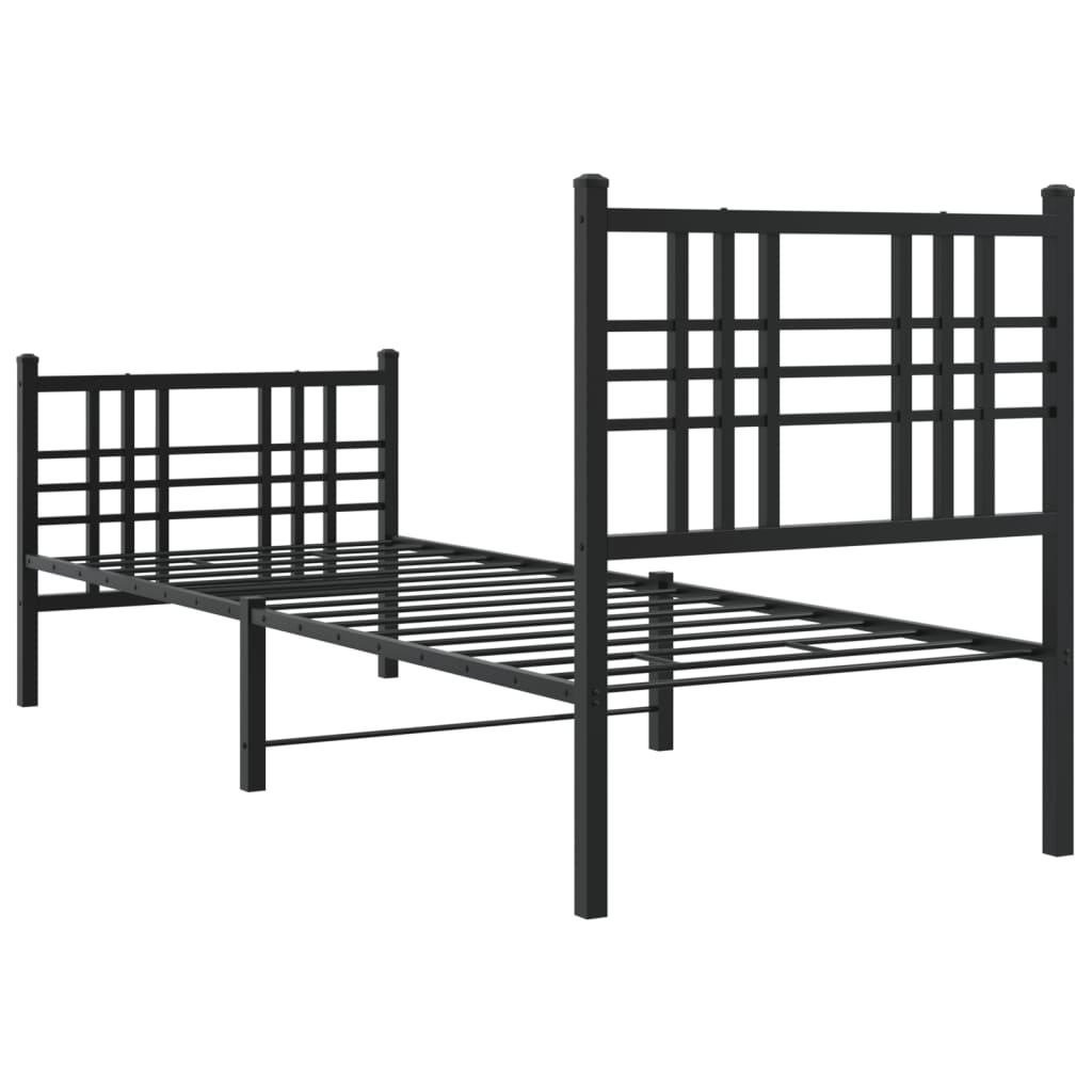 Bedframe met hoofd- en voeteneinde metaal zwart 75x190 cm is nu te koop bij PeponiXL, paradijselijk wonen!
