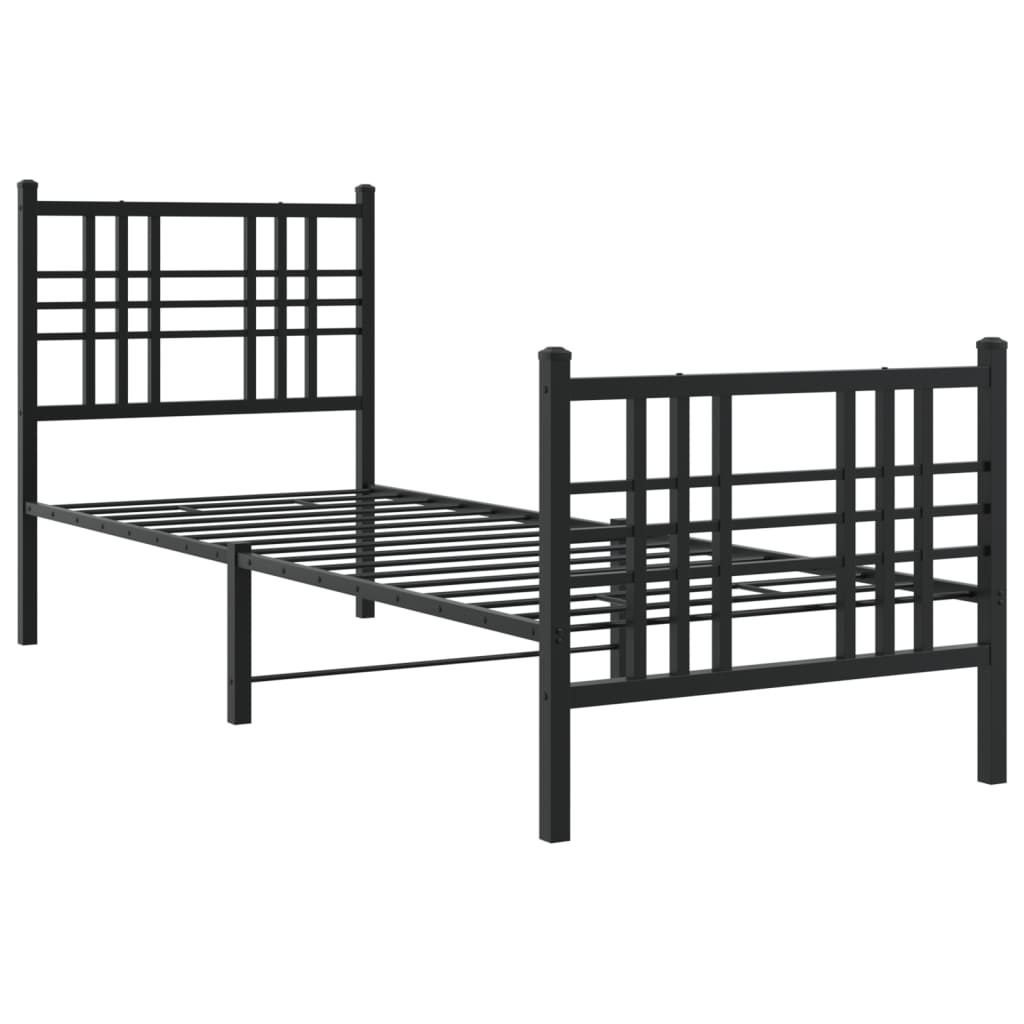 Bedframe met hoofd- en voeteneinde metaal zwart 80x200 cm is nu te koop bij PeponiXL, paradijselijk wonen!