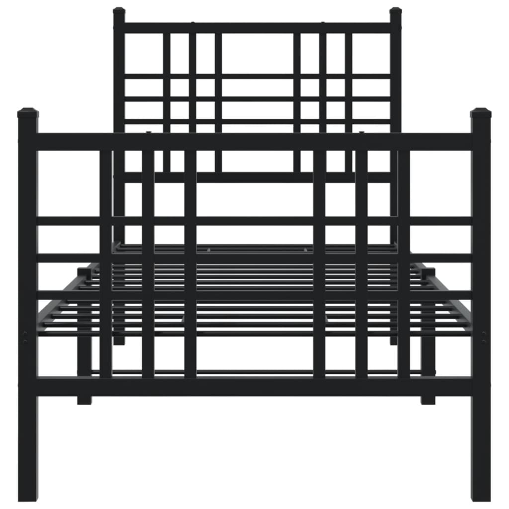 Bedframe met hoofd- en voeteneinde metaal zwart 80x200 cm is nu te koop bij PeponiXL, paradijselijk wonen!