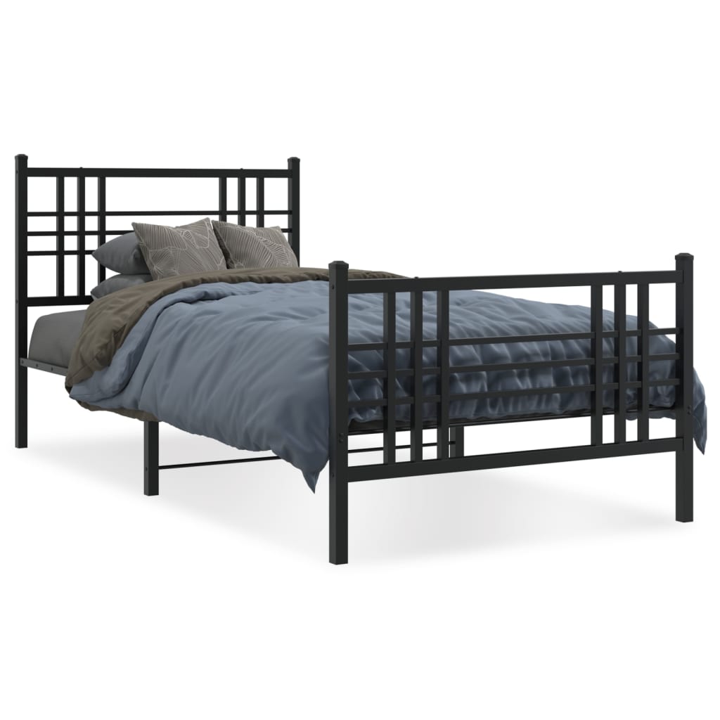 Bedframe met hoofd- en voeteneinde metaal zwart 90x200 cm is nu te koop bij PeponiXL, paradijselijk wonen!