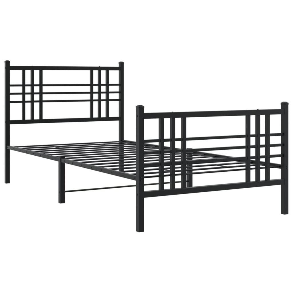 Bedframe met hoofd- en voeteneinde metaal zwart 90x200 cm is nu te koop bij PeponiXL, paradijselijk wonen!