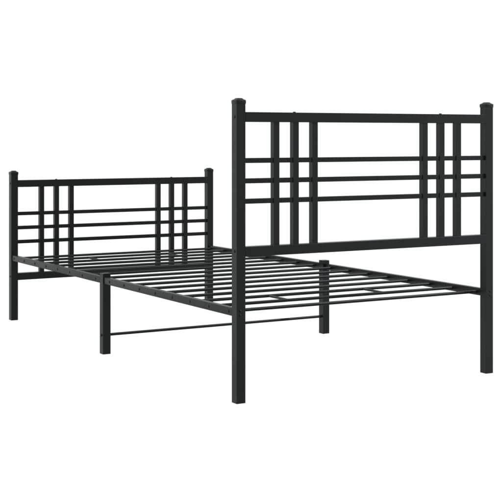 Bedframe met hoofd- en voeteneinde metaal zwart 90x200 cm is nu te koop bij PeponiXL, paradijselijk wonen!