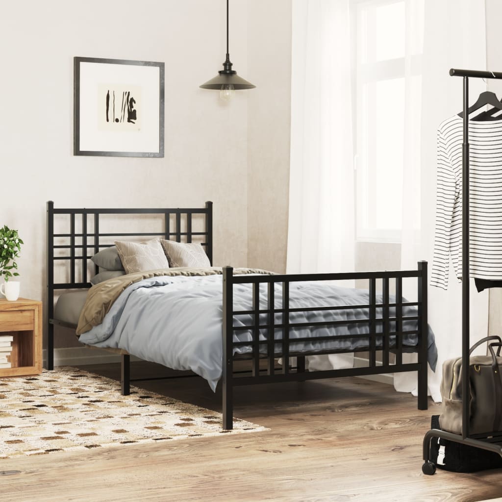 Bedframe met hoofd- en voeteneinde metaal zwart 100x190 cm is nu te koop bij PeponiXL, paradijselijk wonen!