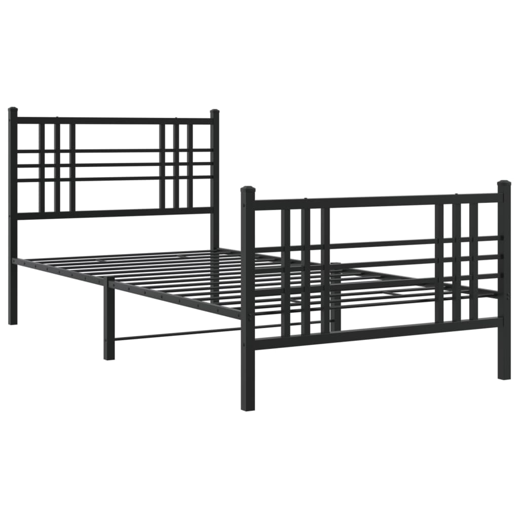 Bedframe met hoofd- en voeteneinde metaal zwart 100x200 cm is nu te koop bij PeponiXL, paradijselijk wonen!