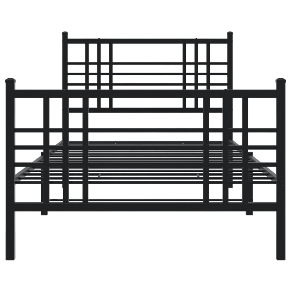 Bedframe met hoofd- en voeteneinde metaal zwart 100x200 cm is nu te koop bij PeponiXL, paradijselijk wonen!