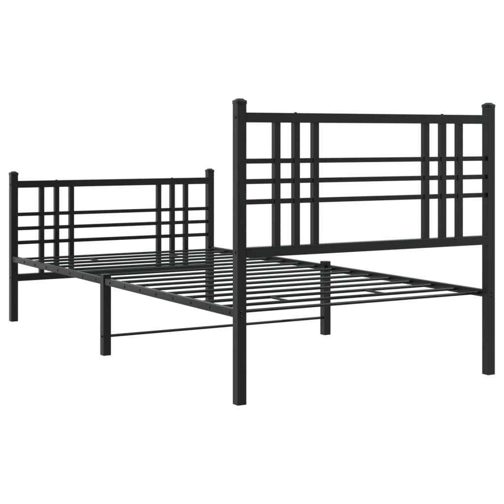 Bedframe met hoofd- en voeteneinde metaal zwart 100x200 cm is nu te koop bij PeponiXL, paradijselijk wonen!