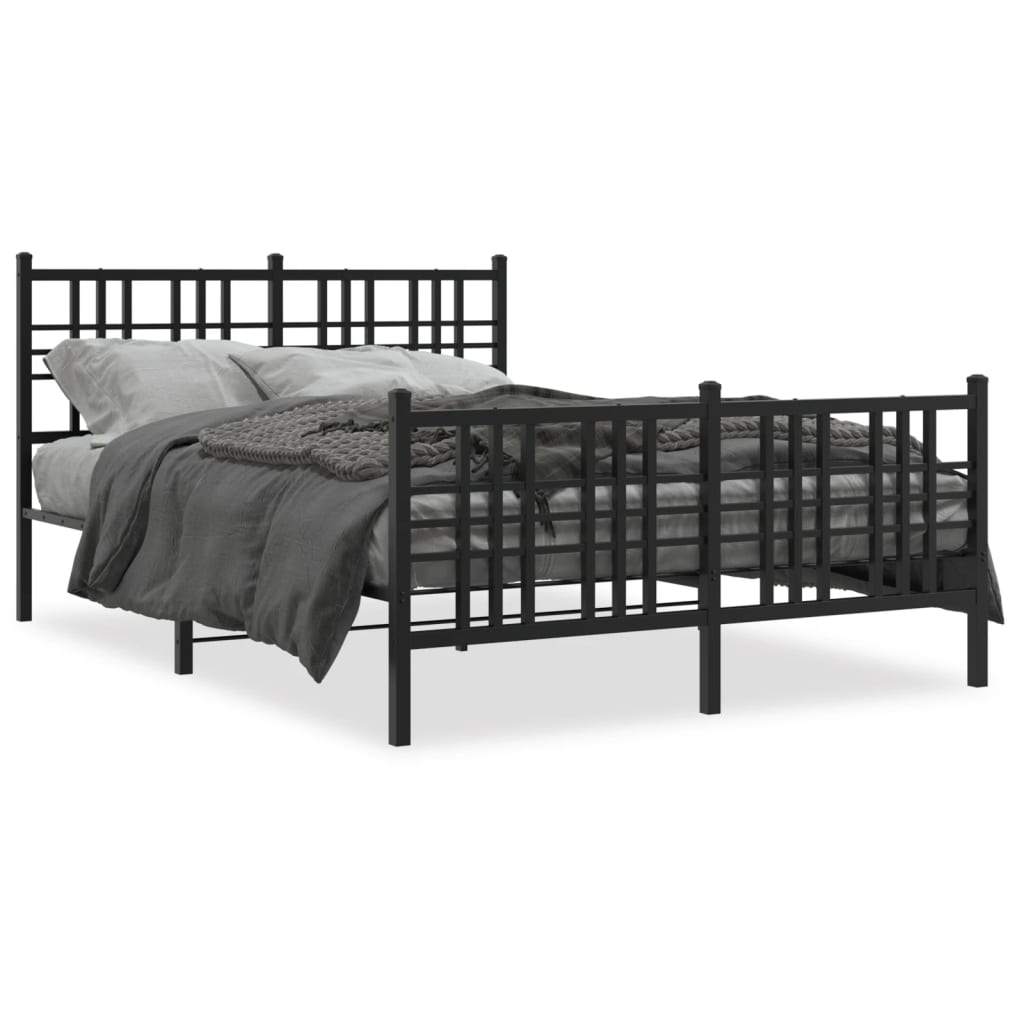 Bedframe met hoofd- en voeteneinde metaal zwart 120x190 cm is nu te koop bij PeponiXL, paradijselijk wonen!
