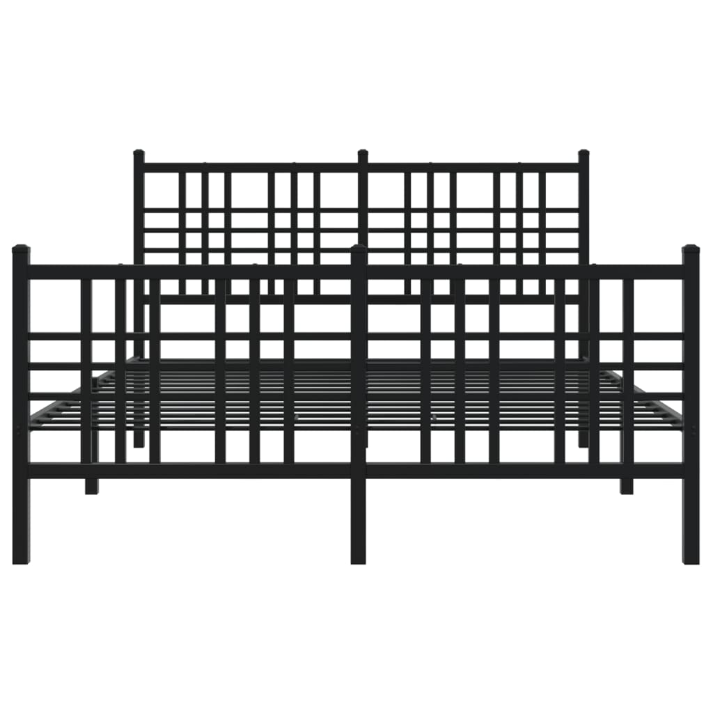 Bedframe met hoofd- en voeteneinde metaal zwart 137x190 cm is nu te koop bij PeponiXL, paradijselijk wonen!