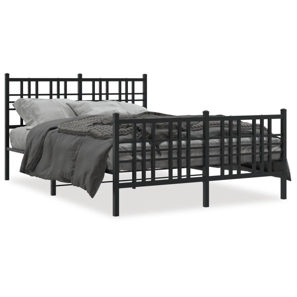 Bedframe met hoofd- en voeteneinde metaal zwart 137x190 cm is nu te koop bij PeponiXL, paradijselijk wonen!
