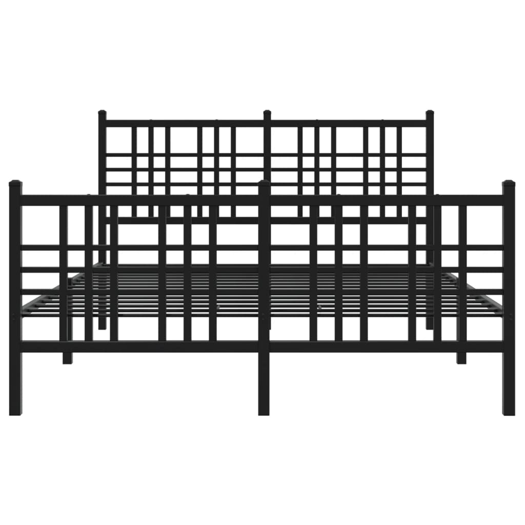 Bedframe met hoofd- en voeteneinde metaal zwart 140x190 cm is nu te koop bij PeponiXL, paradijselijk wonen!