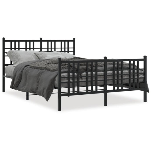 Bedframe met hoofd- en voeteneinde metaal zwart 140x190 cm is nu te koop bij PeponiXL, paradijselijk wonen!