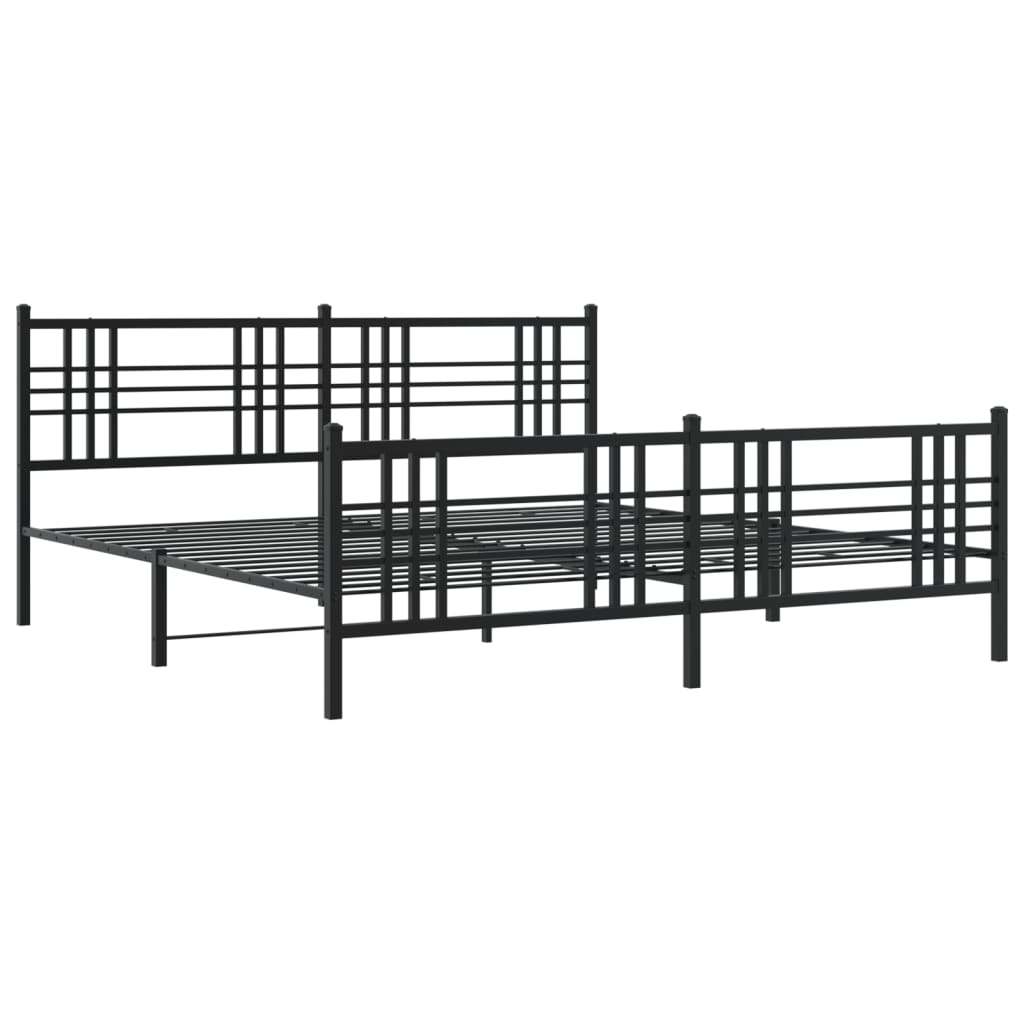Bedframe met hoofd- en voeteneinde metaal zwart 183x213 cm is nu te koop bij PeponiXL, paradijselijk wonen!