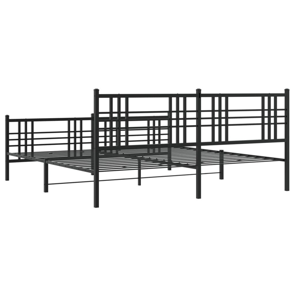 Bedframe met hoofd- en voeteneinde metaal zwart 183x213 cm is nu te koop bij PeponiXL, paradijselijk wonen!