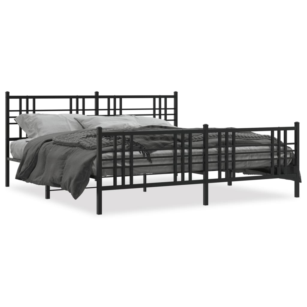Bedframe met hoofd- en voeteneinde metaal zwart 183x213 cm is nu te koop bij PeponiXL, paradijselijk wonen!