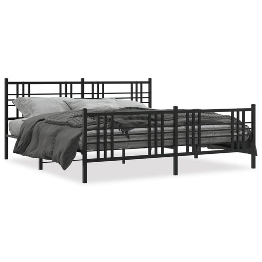 Bedframe met hoofd- en voeteneinde metaal zwart 183x213 cm is nu te koop bij PeponiXL, paradijselijk wonen!