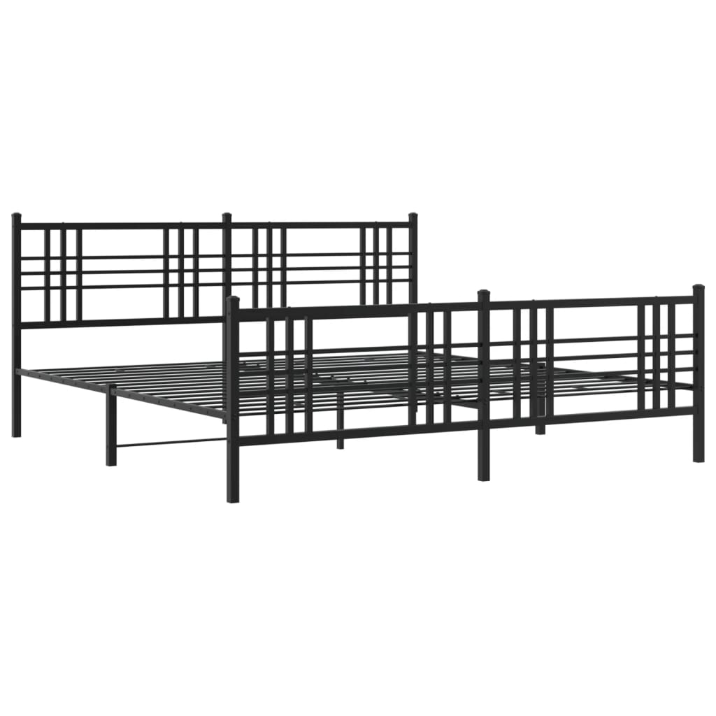 Bedframe met hoofd- en voeteneinde metaal zwart 193x203 cm is nu te koop bij PeponiXL, paradijselijk wonen!