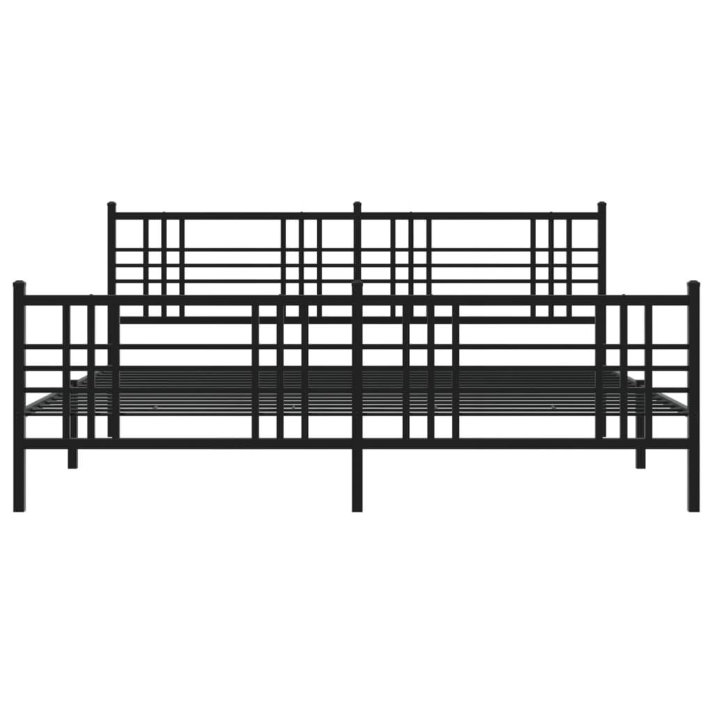 Bedframe met hoofd- en voeteneinde metaal zwart 193x203 cm is nu te koop bij PeponiXL, paradijselijk wonen!