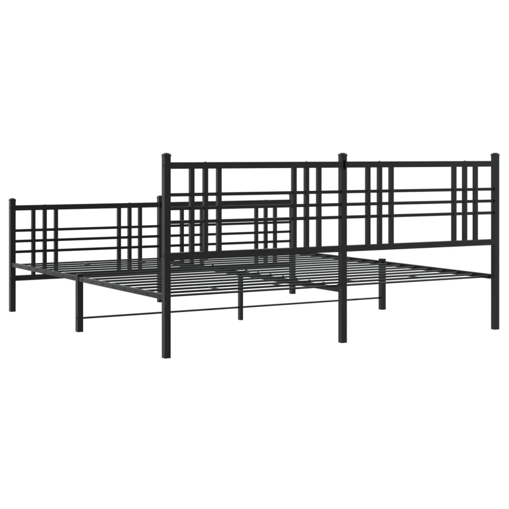 Bedframe met hoofd- en voeteneinde metaal zwart 193x203 cm is nu te koop bij PeponiXL, paradijselijk wonen!