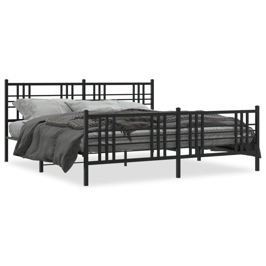 Bedframe met hoofd- en voeteneinde metaal zwart 193x203 cm is nu te koop bij PeponiXL, paradijselijk wonen!