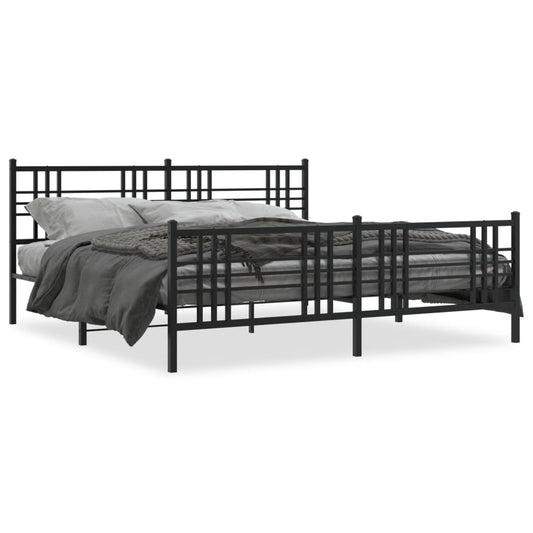 Bedframe met hoofd- en voeteneinde metaal zwart 193x203 cm is nu te koop bij PeponiXL, paradijselijk wonen!
