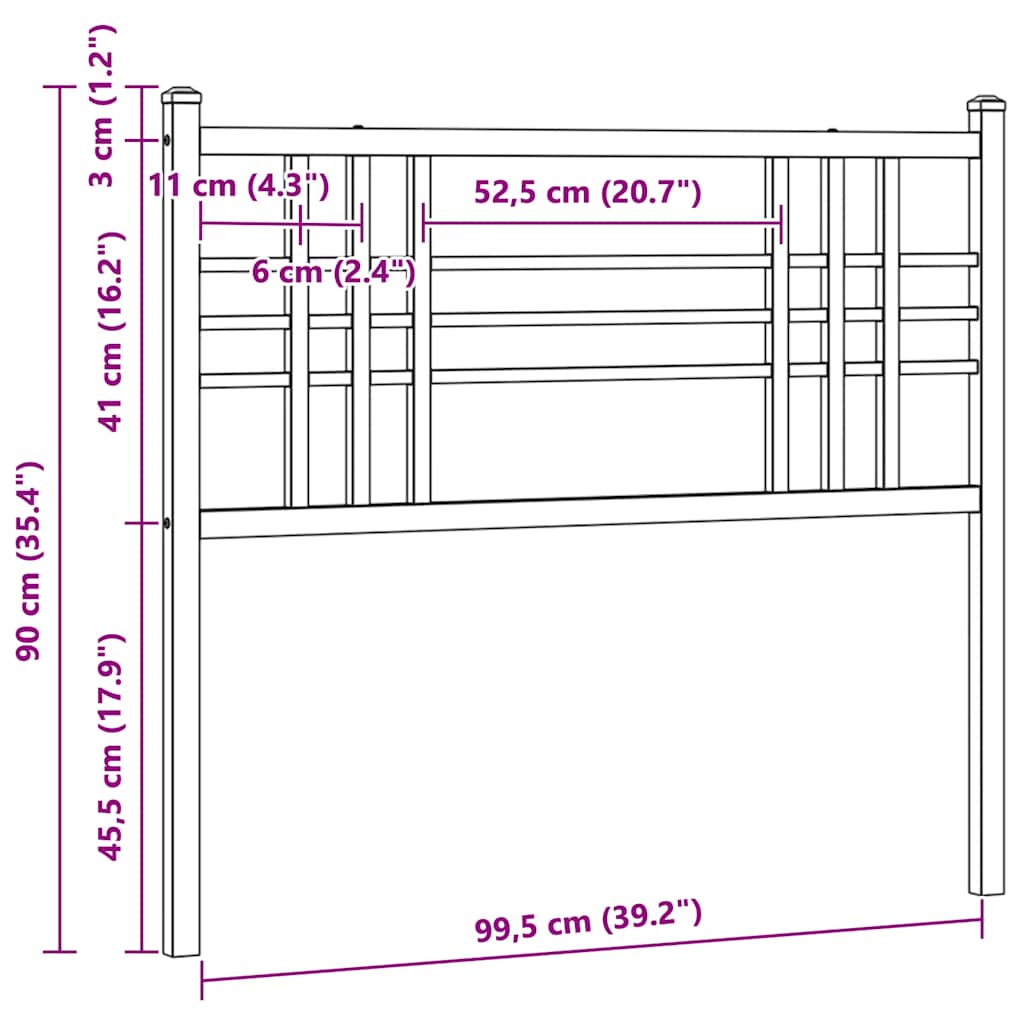 Vervangend hoofdbord 100 cm metaal zwart is nu te koop bij PeponiXL, paradijselijk wonen!