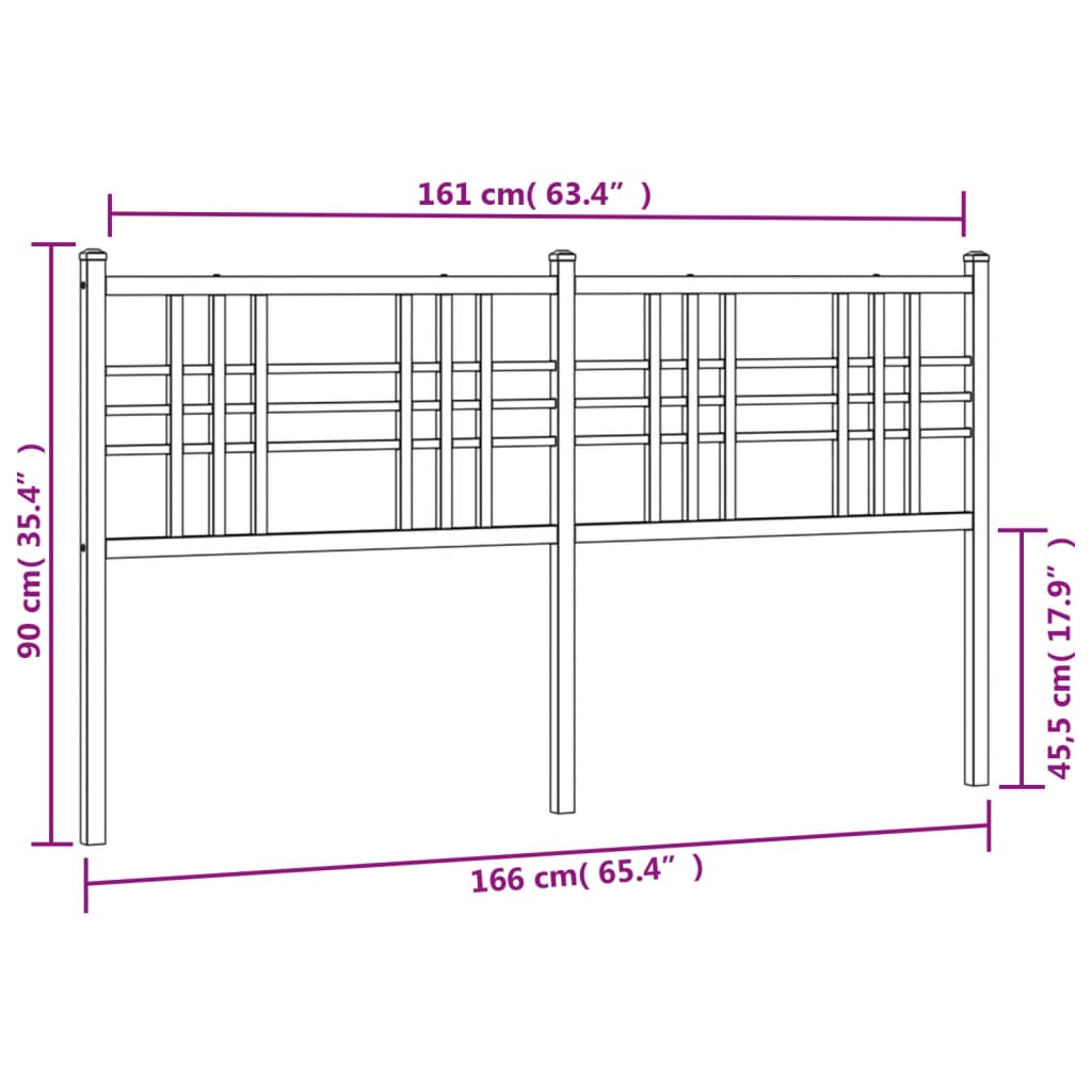 Vervangend hoofdbord 160 cm metaal zwart is nu te koop bij PeponiXL, paradijselijk wonen!