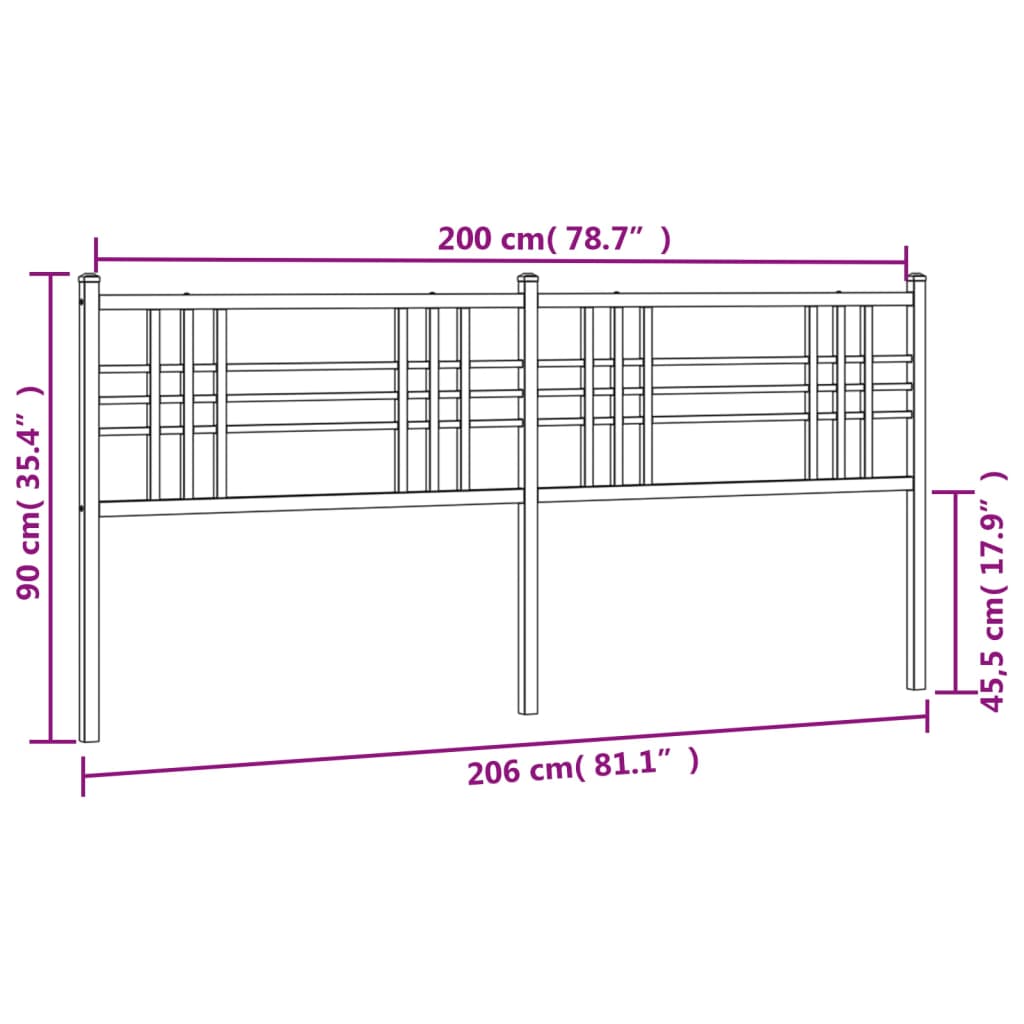 Vervangend hoofdbord 200 cm metaal zwart is nu te koop bij PeponiXL, paradijselijk wonen!