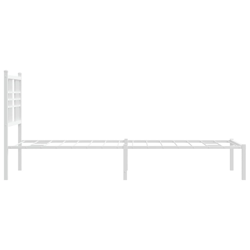 Bedframe met hoofdbord zonder matras metaal wit 75x190 cm is nu te koop bij PeponiXL, paradijselijk wonen!