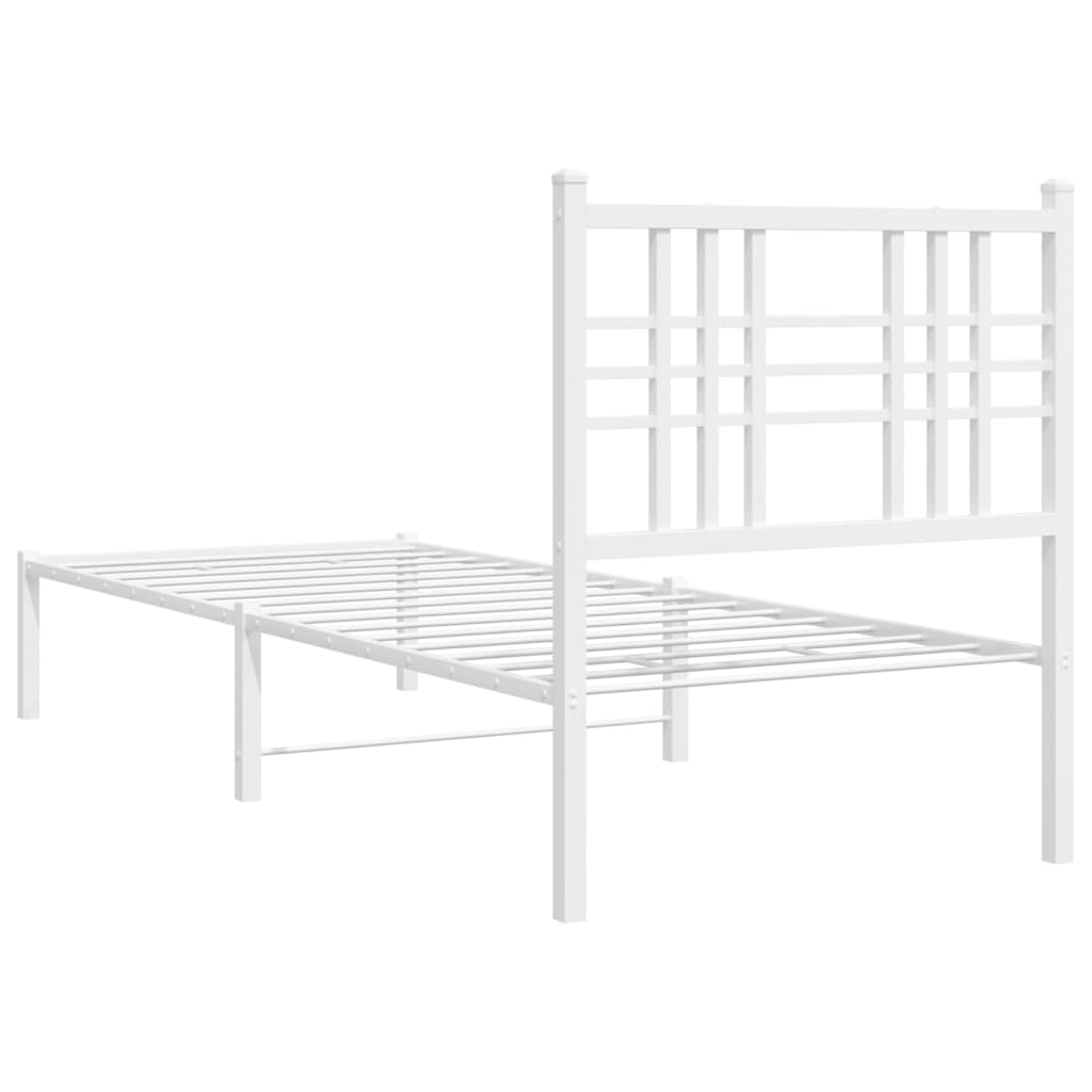 Bedframe met hoofdbord zonder matras metaal wit 75x190 cm is nu te koop bij PeponiXL, paradijselijk wonen!