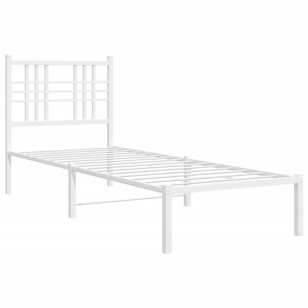 Bedframe met hoofdbord metaal wit 80x200 cm is nu te koop bij PeponiXL, paradijselijk wonen!