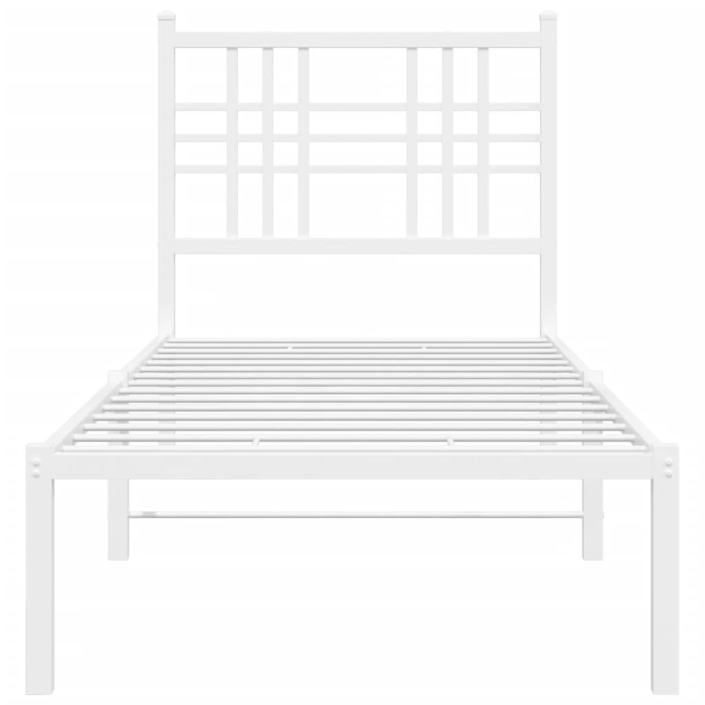 Bedframe met hoofdbord metaal wit 80x200 cm is nu te koop bij PeponiXL, paradijselijk wonen!