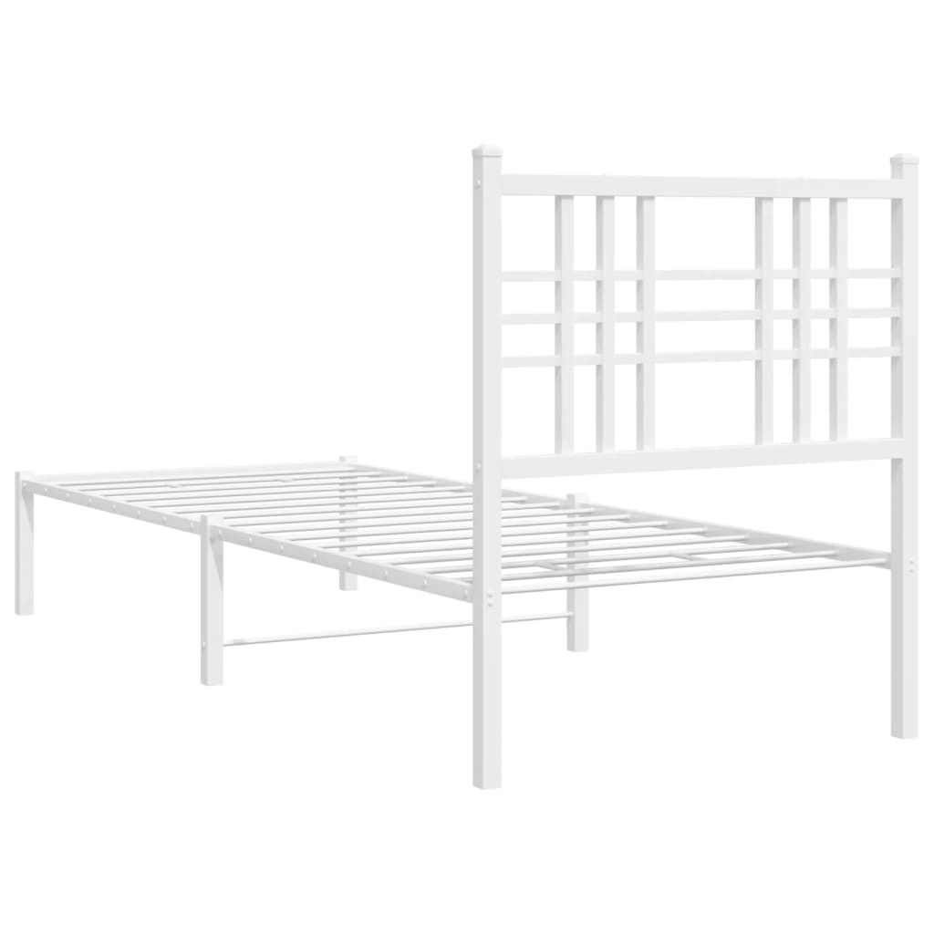Bedframe met hoofdbord metaal wit 80x200 cm is nu te koop bij PeponiXL, paradijselijk wonen!