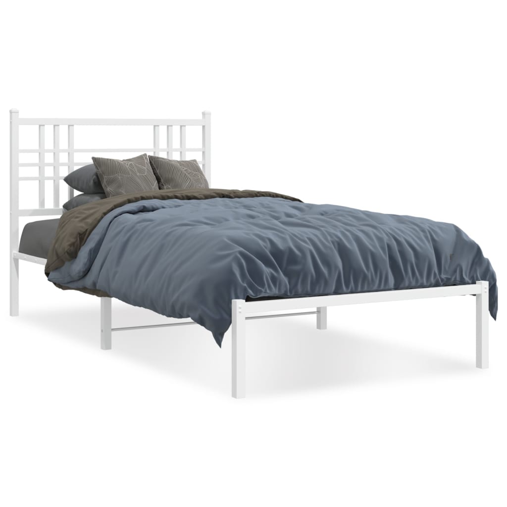 Bedframe met hoofdbord metaal wit 100x200 cm is nu te koop bij PeponiXL, paradijselijk wonen!