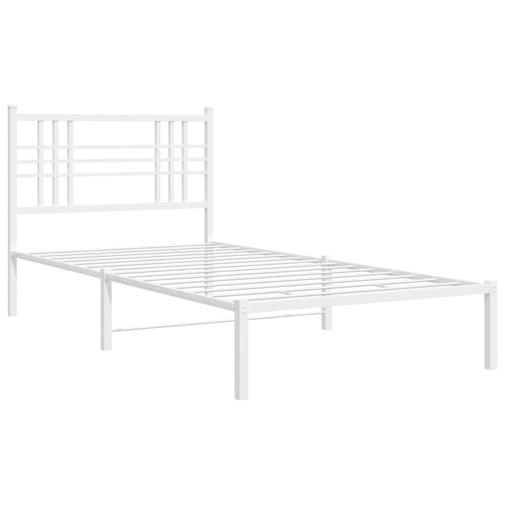 Bedframe met hoofdbord metaal wit 100x200 cm is nu te koop bij PeponiXL, paradijselijk wonen!