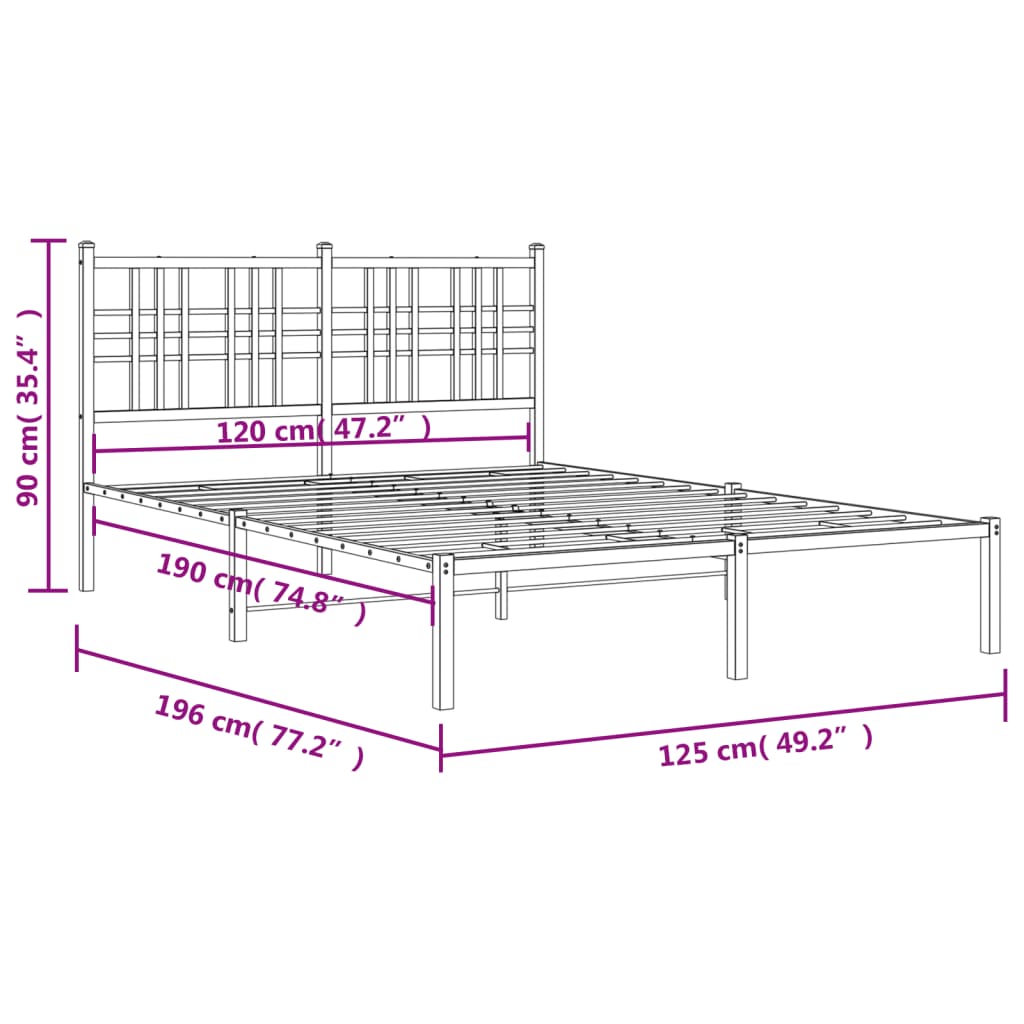 Bedframe met hoofdbord metaal wit 120x190 cm is nu te koop bij PeponiXL, paradijselijk wonen!