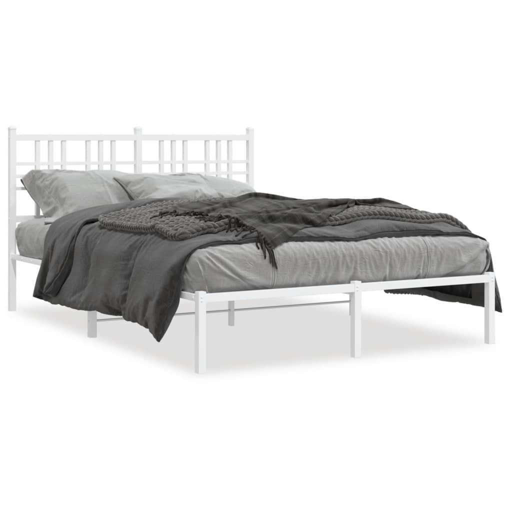 Bedframe met hoofdbord metaal wit 120x190 cm is nu te koop bij PeponiXL, paradijselijk wonen!