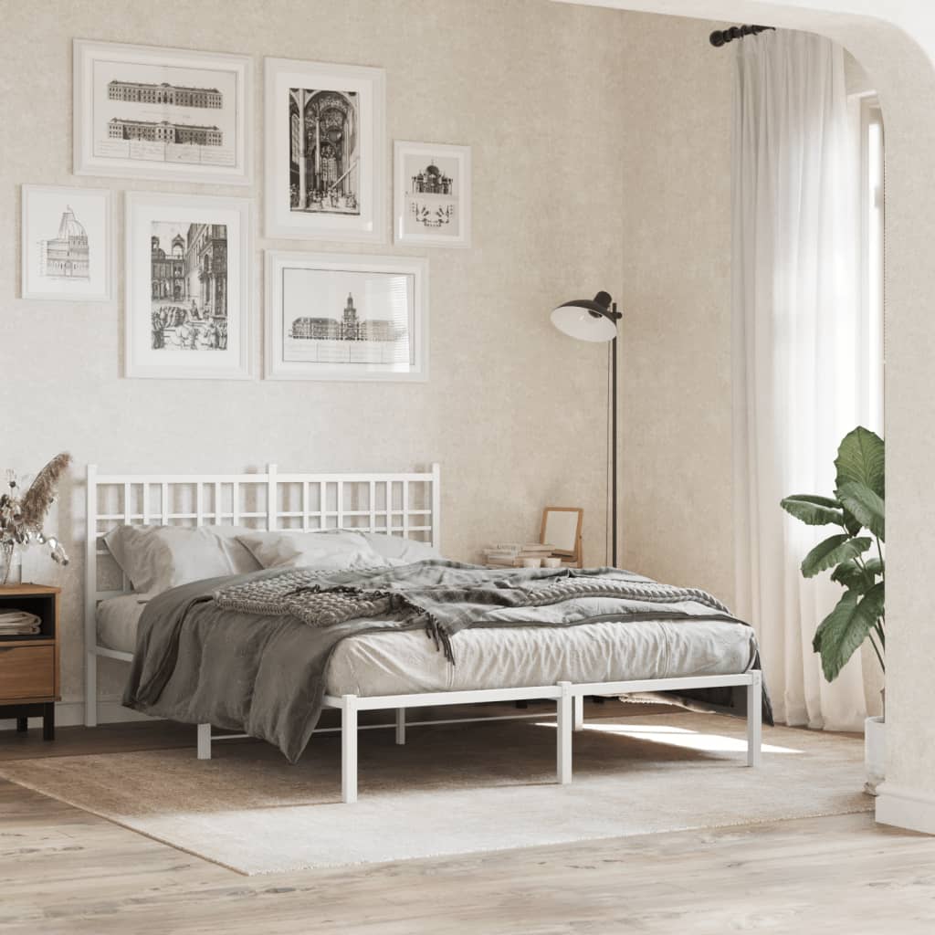 Bedframe met hoofdbord metaal wit 120x200 cm is nu te koop bij PeponiXL, paradijselijk wonen!
