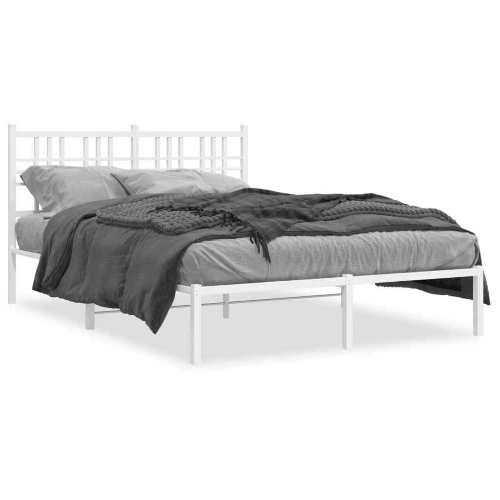 Bedframe met hoofdbord metaal wit 120x200 cm is nu te koop bij PeponiXL, paradijselijk wonen!