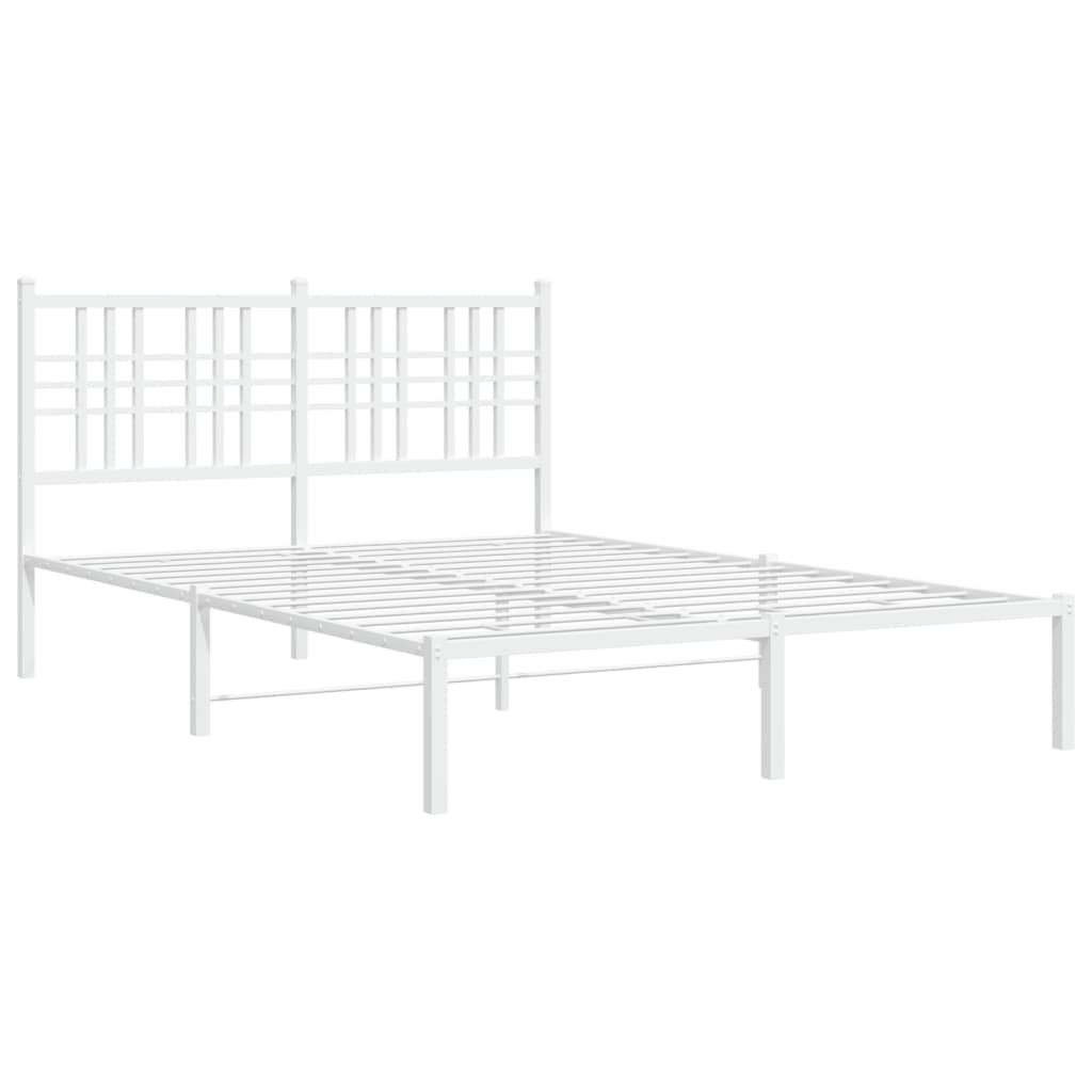 Bedframe met hoofdbord metaal wit 140x190 cm is nu te koop bij PeponiXL, paradijselijk wonen!