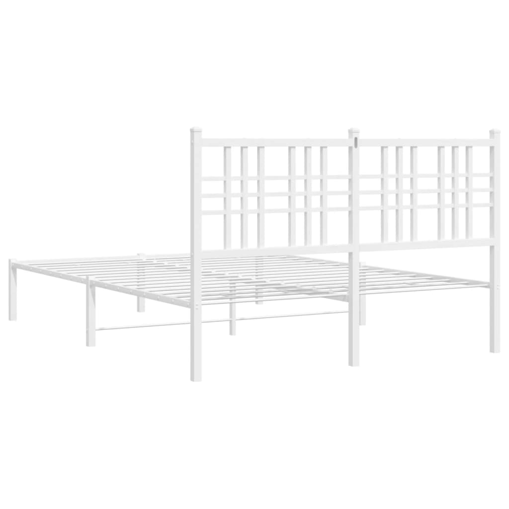 Bedframe met hoofdbord metaal wit 140x190 cm is nu te koop bij PeponiXL, paradijselijk wonen!