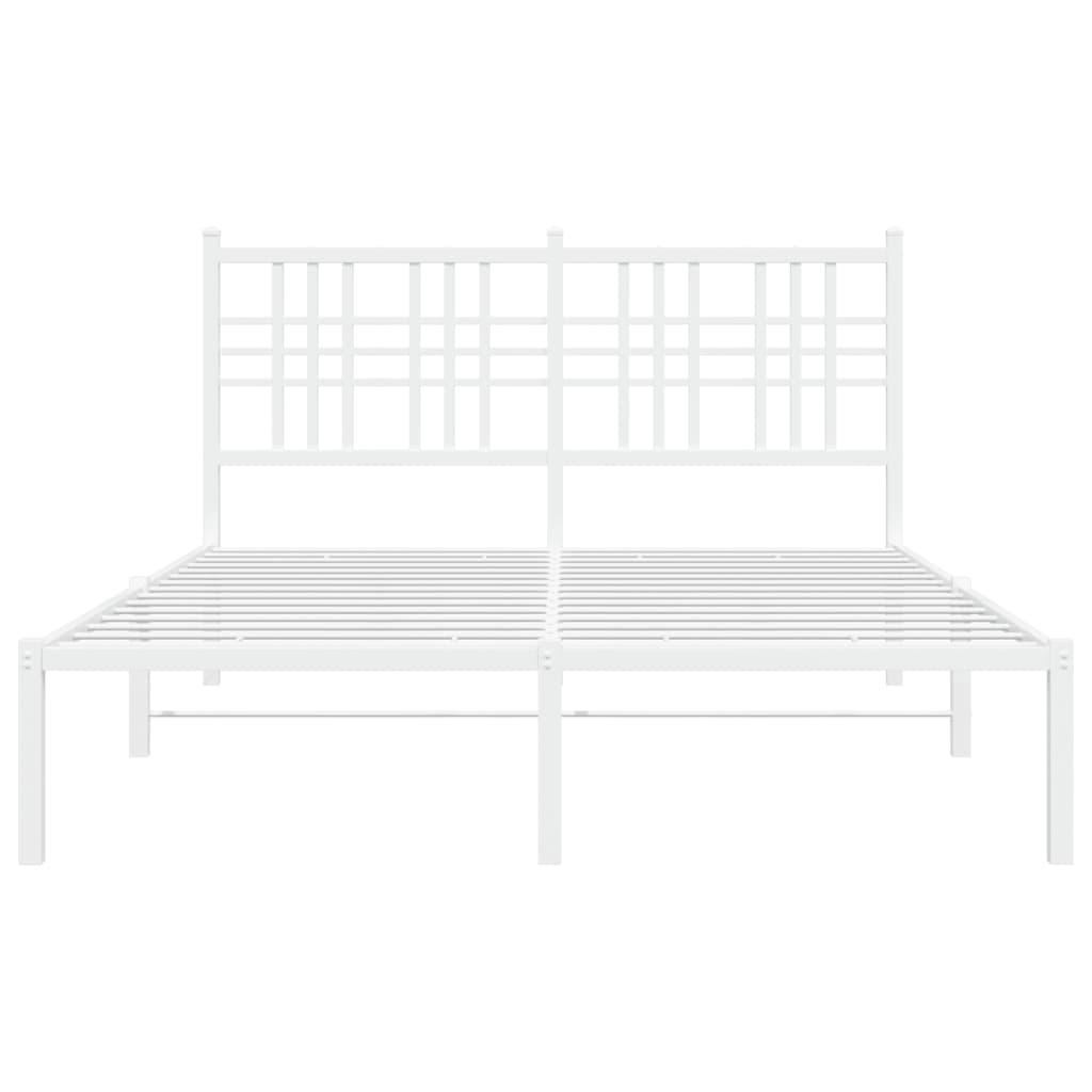 Bedframe met hoofdbord metaal wit 140x200 cm is nu te koop bij PeponiXL, paradijselijk wonen!