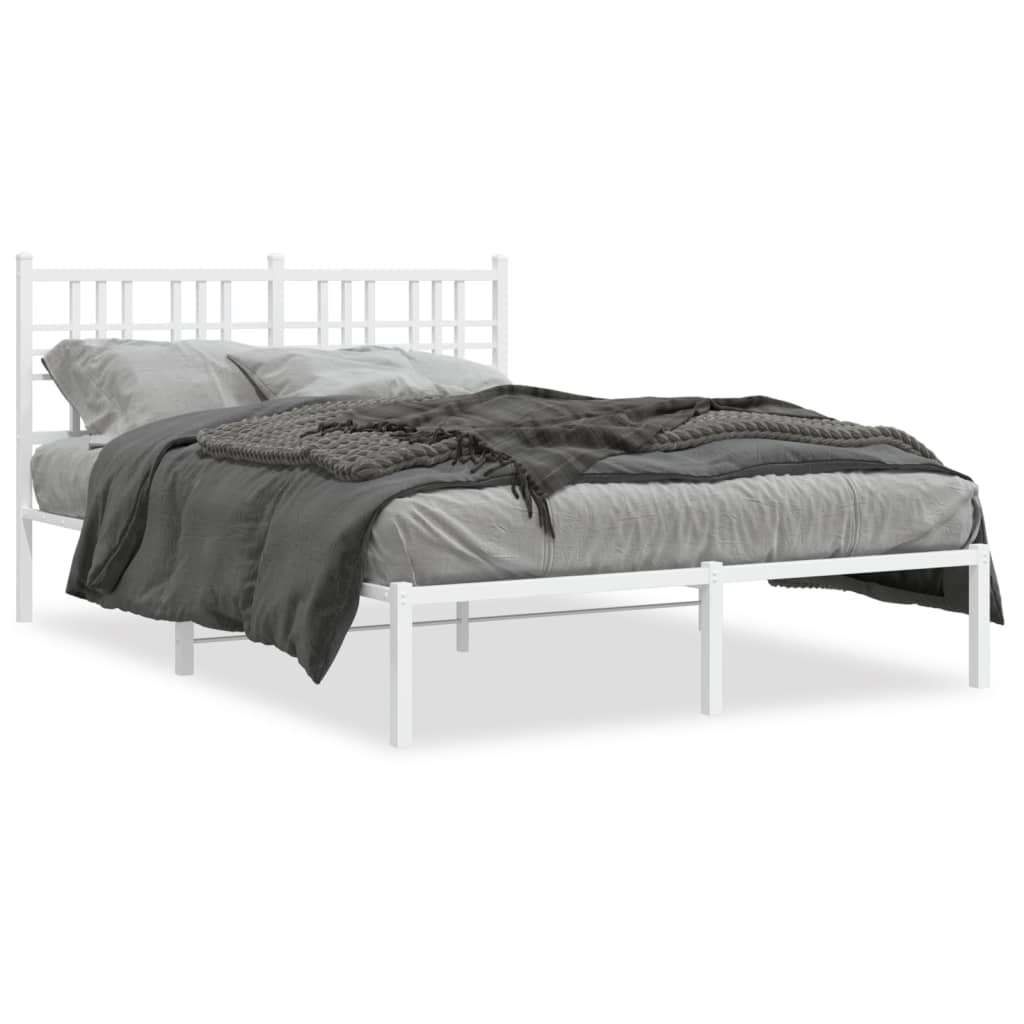 Bedframe met hoofdbord metaal wit 140x200 cm is nu te koop bij PeponiXL, paradijselijk wonen!